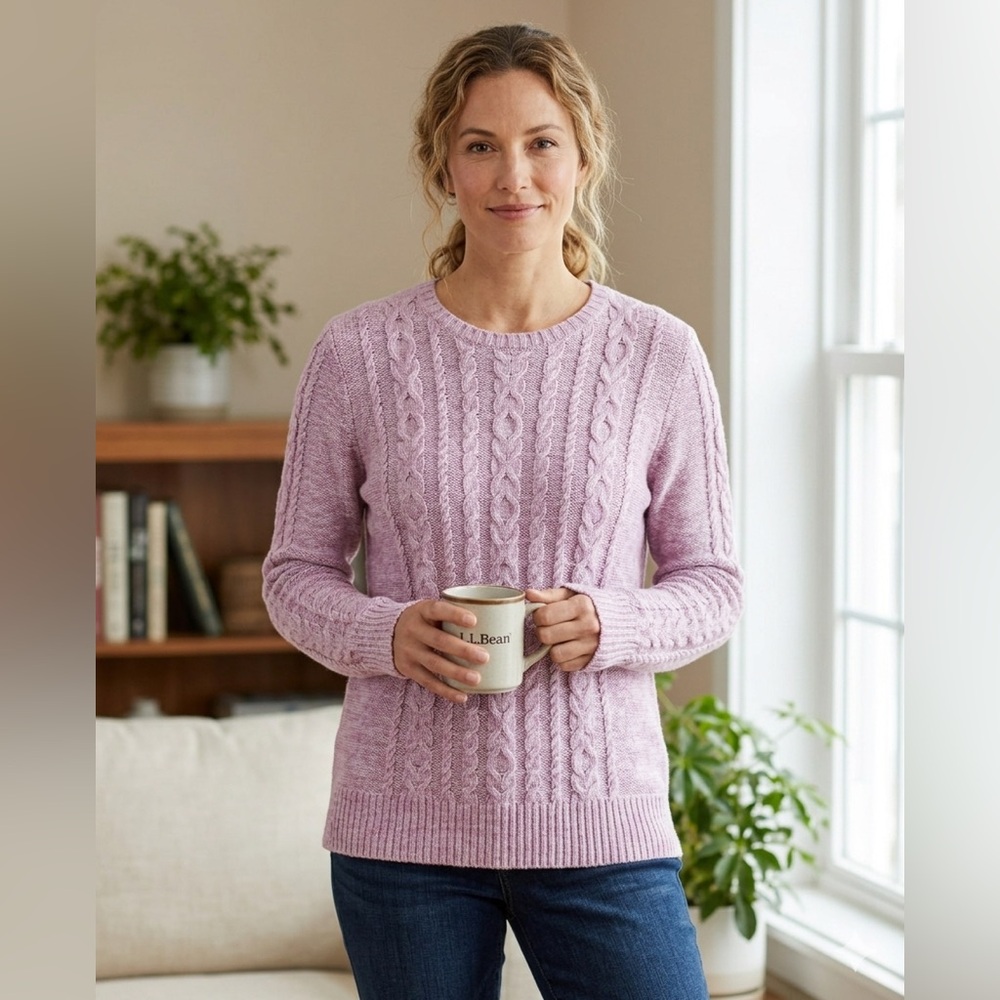 L.L. Bean Women’s X Large Signature Fisherman Cable Knit 100% Cotton Sweater XL